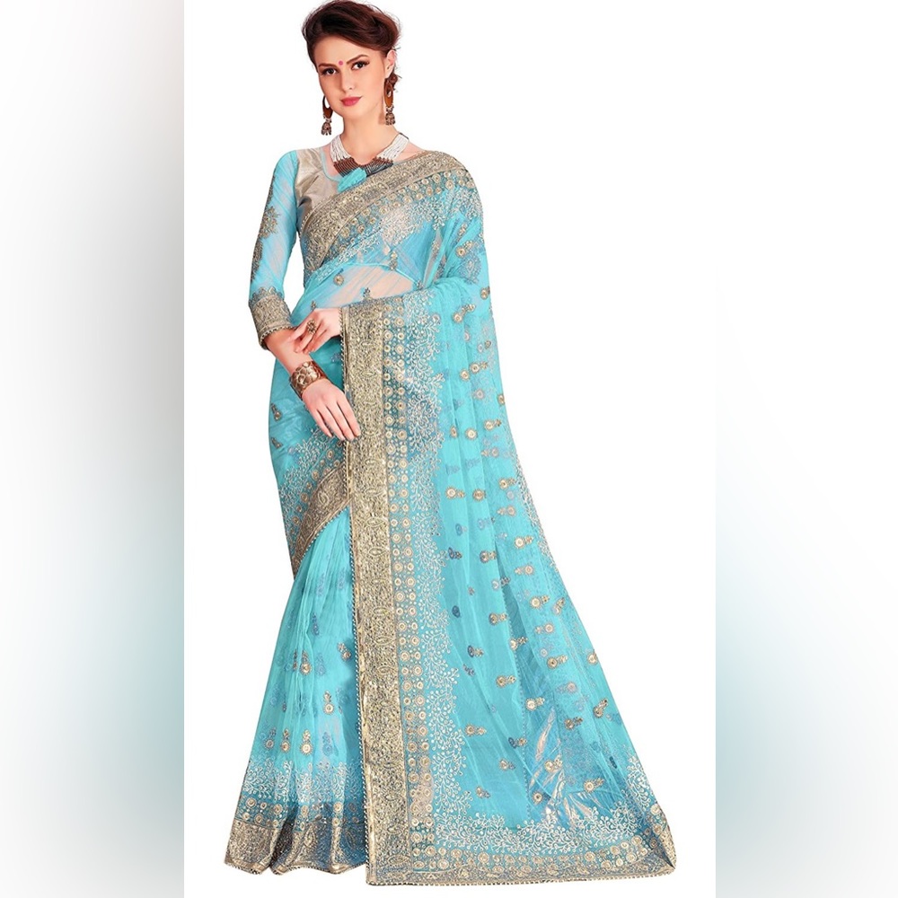 Aqua Blue Saree